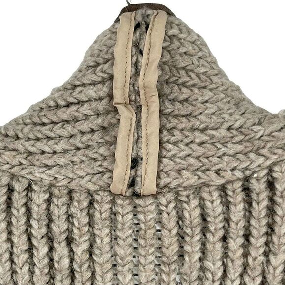 Waverly Grey Cardigan Wool Mohair Gray Open Waterfall Front Size L Chunky Knit - Picture 4 of 7